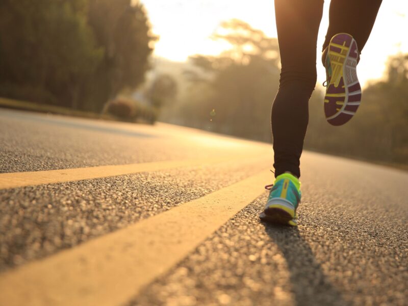 Female running on the road