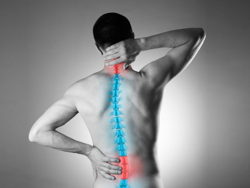 Black and white image with a coloured spine