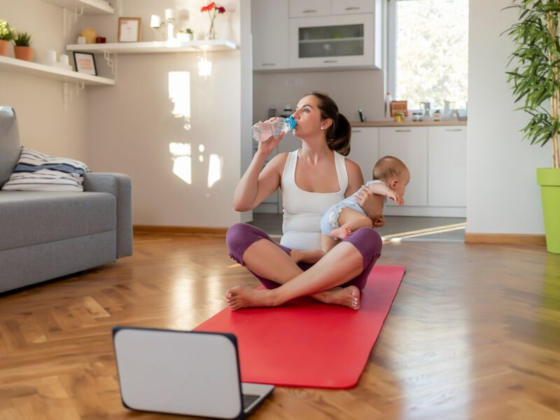 Woman getting back to exercise after having a baby