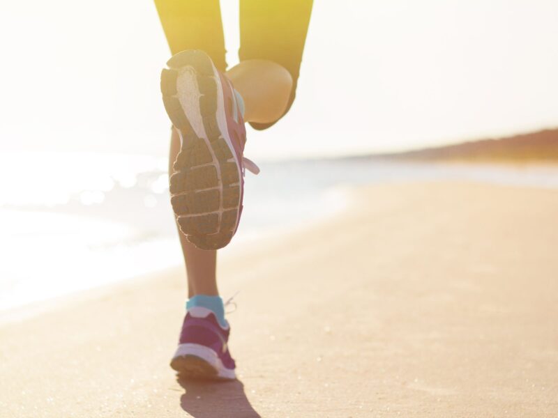 Woman running on the beach